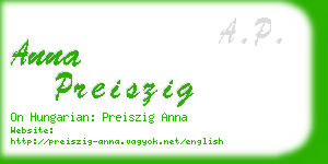 anna preiszig business card